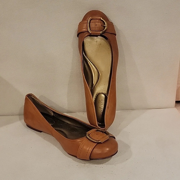 LANDS' END MEDIUM BROWN‎ LEATHER FLATS (sz 6) - Picture 1 of 7